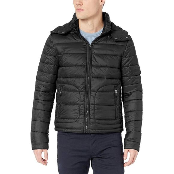 Slate & Stone Richard Black Down Puffer Hooded Jacket Sz Medium - Picture 1 of 7